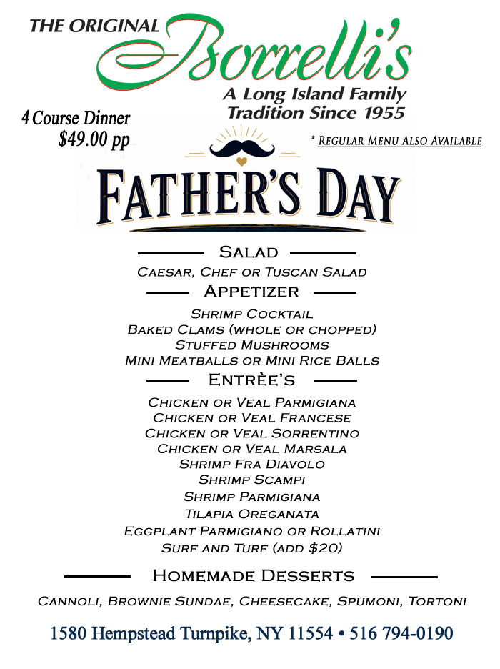 Borrelli's Father's Day Menu