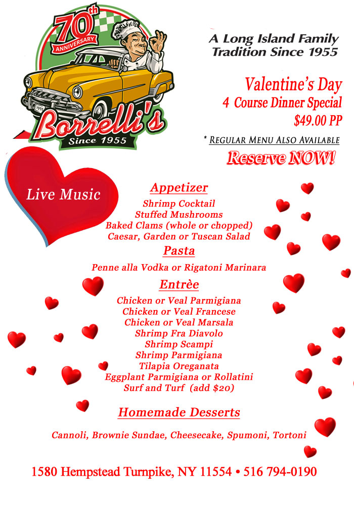 Borrelli's Valentine's Menu